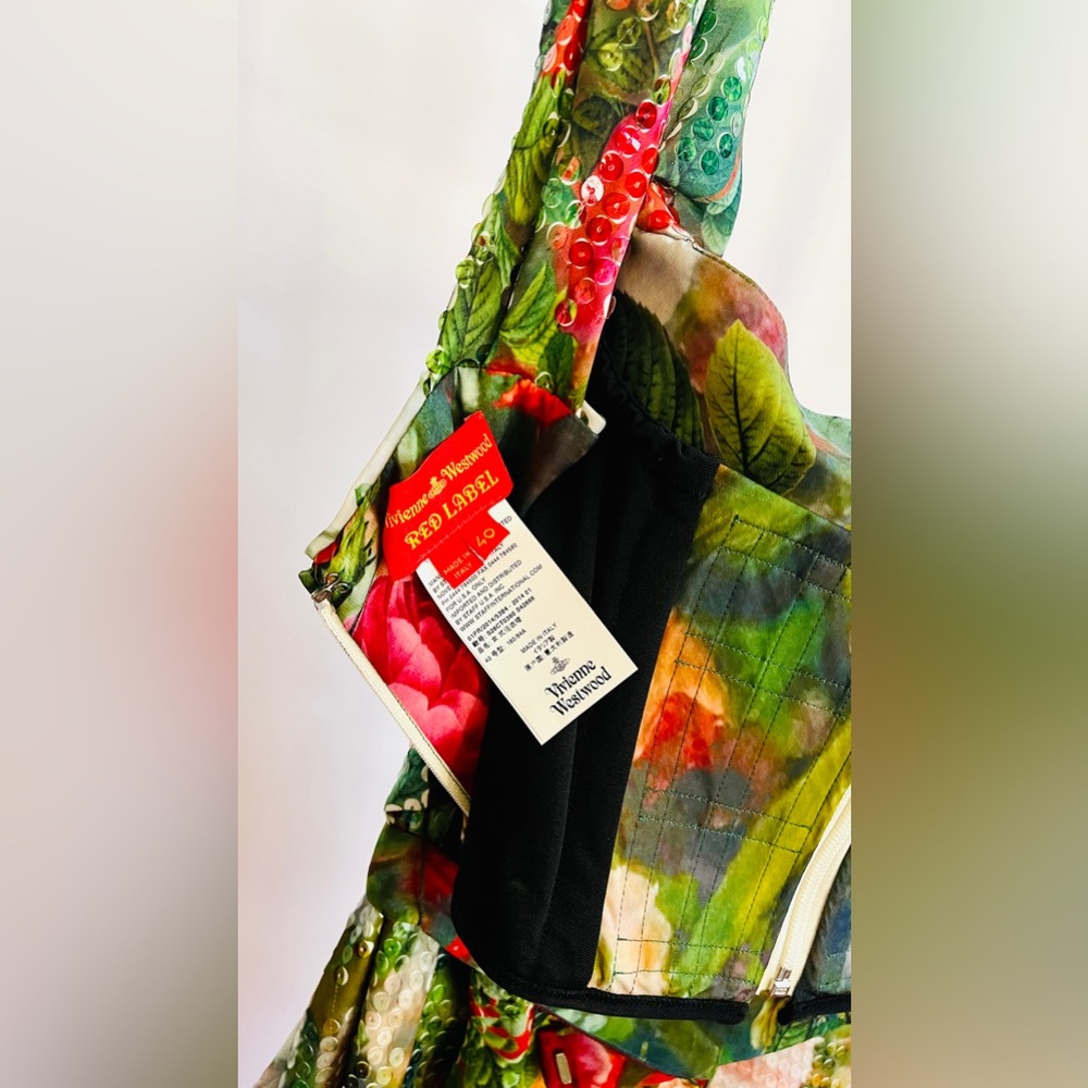 Vivienne Westwood SS14 floral chiffon printed sequined Corset Dress NWT IT 40 - Picture 9 of 17